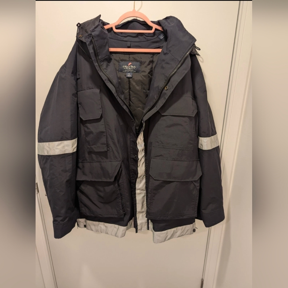 Newport Harbor Men's 5XL Navy Blue Uniform Raincoat Jacket (with Removable Hood)